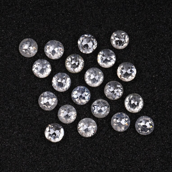 Milky White Round Rose Cut Natural Earth Mined Diamond - Minimal Carbon