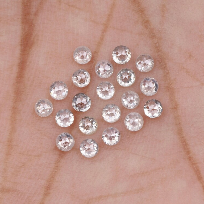 Milky White Round Rose Cut Natural Earth Mined Diamond - Minimal Carbon