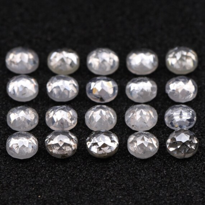 Milky White Round Rose Cut Natural Earth Mined Diamond - Minimal Carbon