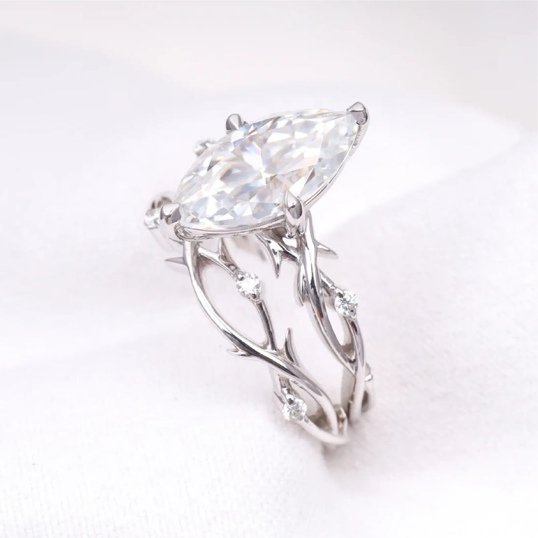 Moissanite Marquise Cut Leaf Stylish Bridal Ring Set
