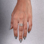 Moissanite Marquise Cut Vintage Floral Bridal Ring - Minimal Carbon