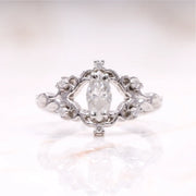 Moissanite Marquise Cut Vintage Floral Bridal Ring - Minimal Carbon