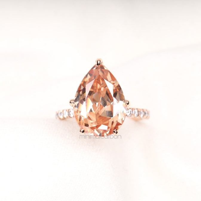 Pink Morganite Ring - Minimal Carbon