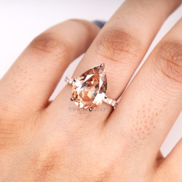 Pink Morganite Ring - Minimal Carbon