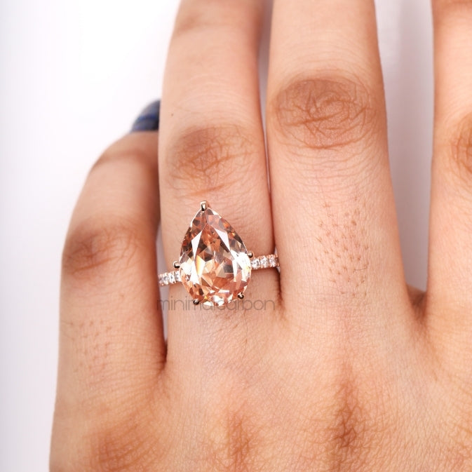 Pink Morganite Ring - Minimal Carbon