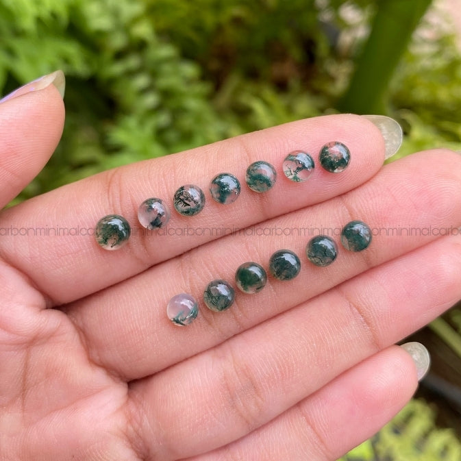 Natural Moss Agate Pair | Loose Round Moss Agate