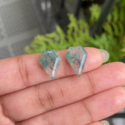 10.90 CT, 15.6 X 11.9 MM | Natural Moss Agate Pair | Pentagon Moss Agate - Minimal Carbon
