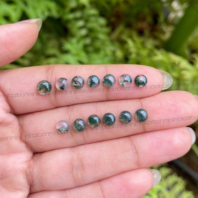 Natural Moss Agate Pair | Loose Round Moss Agate - Minimal Carbon