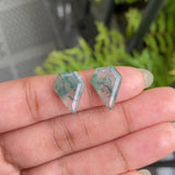 10.90 CT, 15.6 X 11.9 MM | Natural Moss Agate Pair | Pentagon Moss Agate - Minimal Carbon