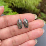 4.22 CT, 13.7 X 7.1 MM | Natural Moss Agate Pair | Oval Moss Agate - Minimal Carbon