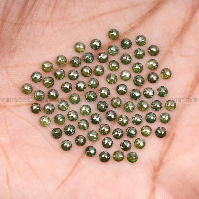 1 CT Enhanced Green Round Rose Cut Diamond