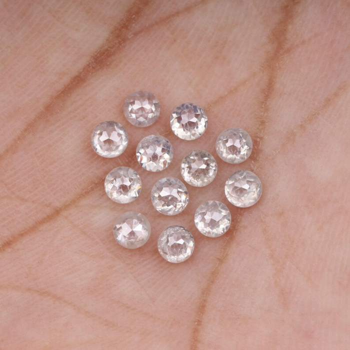 Natural Loose Milky White Round Rose Cut Earth Mined Diamond - Minimal Carbon
