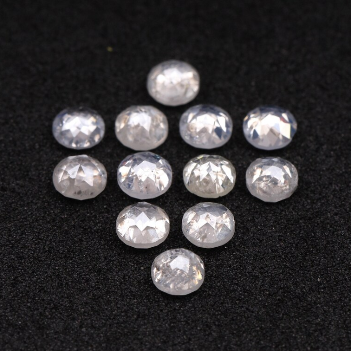Natural Loose Milky White Round Rose Cut Earth Mined Diamond - Minimal Carbon