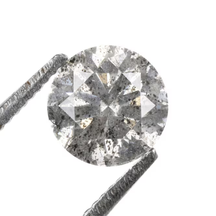 0.66 CT, 5.4 MM, Natural Loose Diamond, Salt And Pepper Diamond, Round Brilliant Cut Diamond - Minimal Carbon