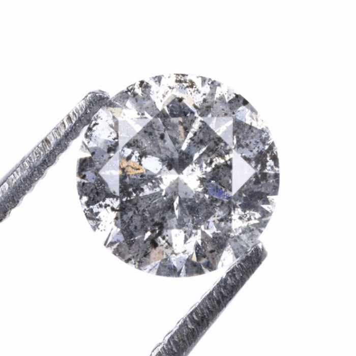 0.72 CT, 5.6 MM, Natural Loose Diamond, Salt And Pepper Diamond, Round Brilliant Cut Diamond - Minimal Carbon