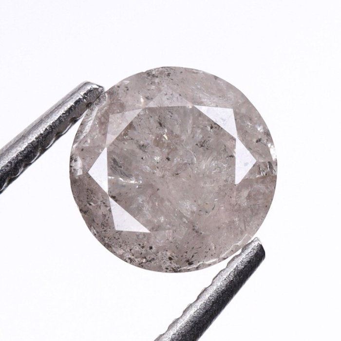 0.51 CT,4.8 MM, Natural Loose Diamond, Salt And Pepper Diamond, Round Briliiant Cut Diamond - Minimal Carbon