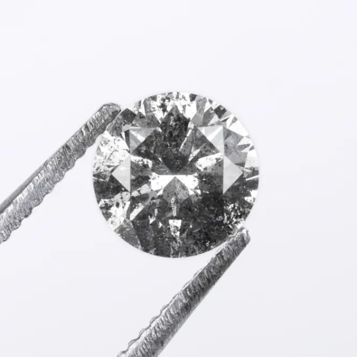 0.55 CT, 5.2 MM, Natural Loose Diamond, Salt And Pepper Diamond, Round Brilliant Cut Diamond - Minimal Carbon