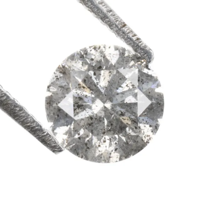 0.66 CT, 5.4 MM, Natural Loose Diamond, Salt And Pepper Diamond, Round Brilliant Cut Diamond - Minimal Carbon