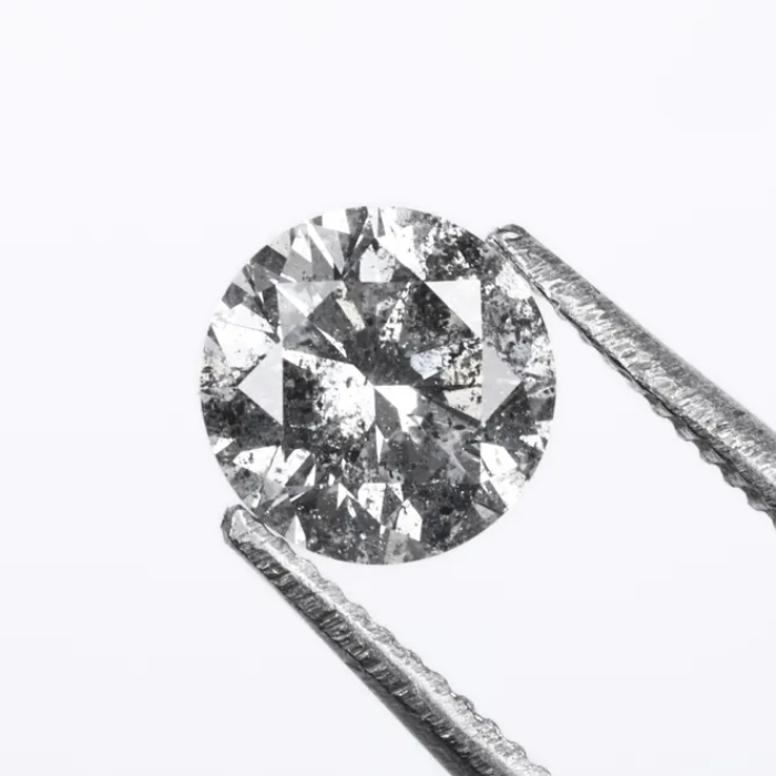 0.55 CT, 5.2 MM, Natural Loose Diamond, Salt And Pepper Diamond, Round Brilliant Cut Diamond - Minimal Carbon