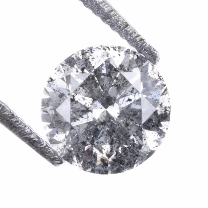 0.72 CT, 5.6 MM, Natural Loose Diamond, Salt And Pepper Diamond, Round Brilliant Cut Diamond - Minimal Carbon