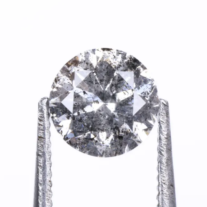 0.72 CT, 5.6 MM, Natural Loose Diamond, Salt And Pepper Diamond, Round Brilliant Cut Diamond - Minimal Carbon