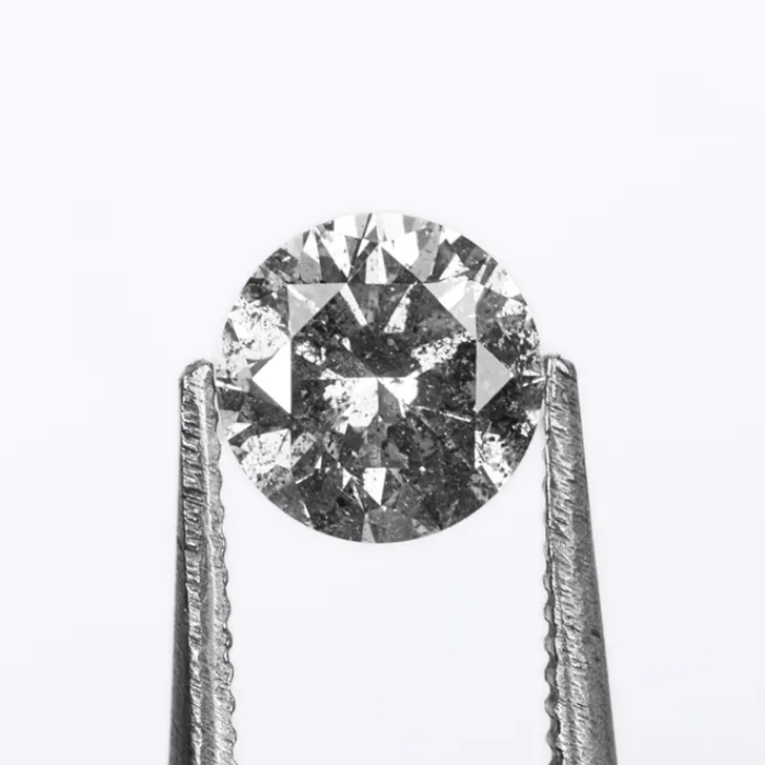 0.55 CT, 5.2 MM, Natural Loose Diamond, Salt And Pepper Diamond, Round Brilliant Cut Diamond - Minimal Carbon