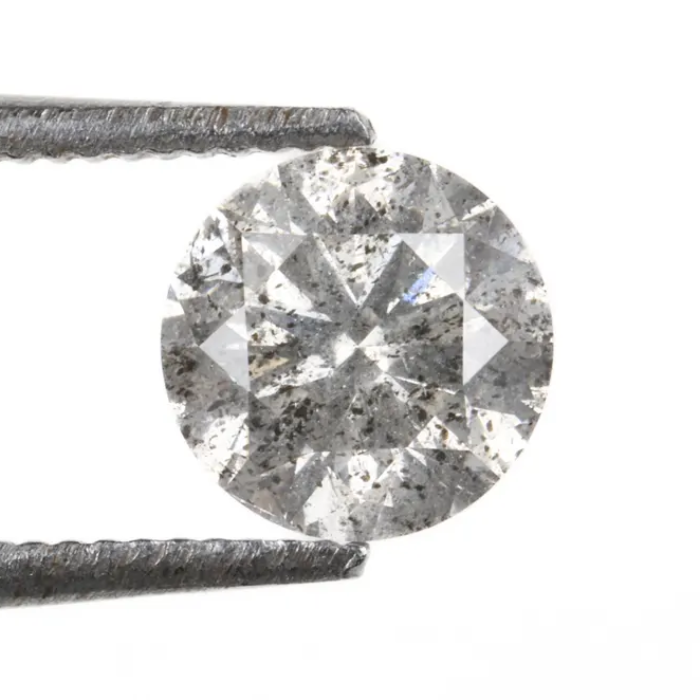 0.66 CT, 5.4 MM, Natural Loose Diamond, Salt And Pepper Diamond, Round Brilliant Cut Diamond - Minimal Carbon