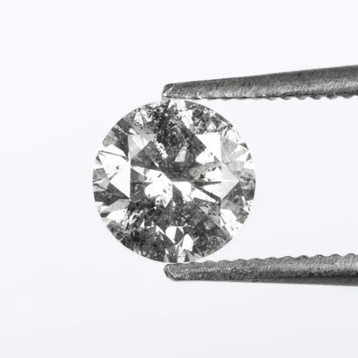 0.55 CT, 5.2 MM, Natural Loose Diamond, Salt And Pepper Diamond, Round Brilliant Cut Diamond - Minimal Carbon