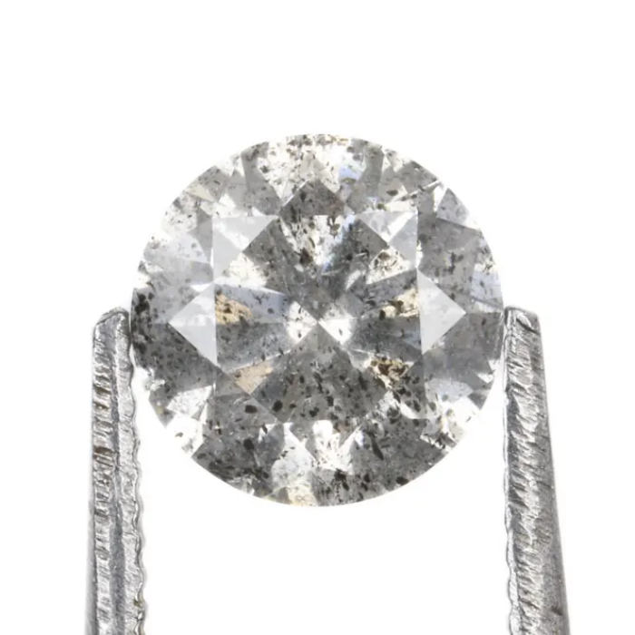 0.66 CT, 5.4 MM, Natural Loose Diamond, Salt And Pepper Diamond, Round Brilliant Cut Diamond - Minimal Carbon