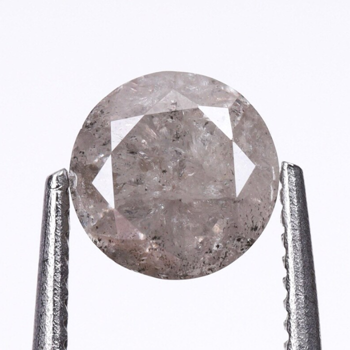 0.51 CT,4.8 MM, Natural Loose Diamond, Salt And Pepper Diamond, Round Briliiant Cut Diamond - Minimal Carbon