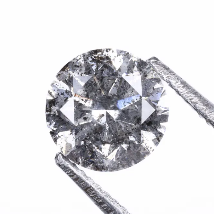 0.72 CT, 5.6 MM, Natural Loose Diamond, Salt And Pepper Diamond, Round Brilliant Cut Diamond - Minimal Carbon