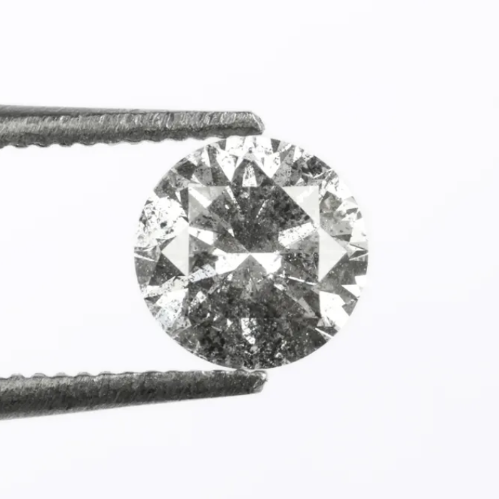 0.55 CT, 5.2 MM, Natural Loose Diamond, Salt And Pepper Diamond, Round Brilliant Cut Diamond - Minimal Carbon