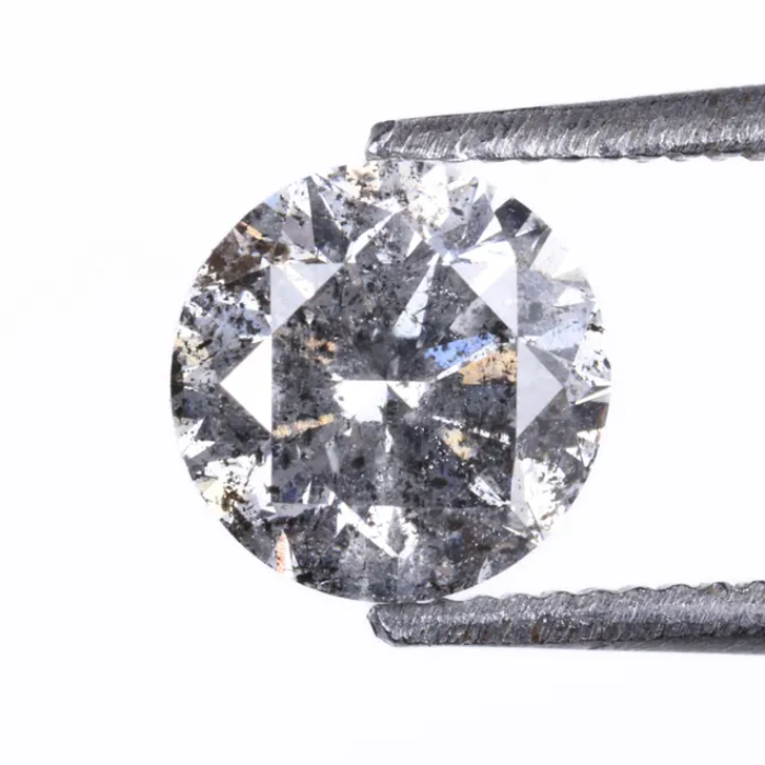 0.72 CT, 5.6 MM, Natural Loose Diamond, Salt And Pepper Diamond, Round Brilliant Cut Diamond - Minimal Carbon