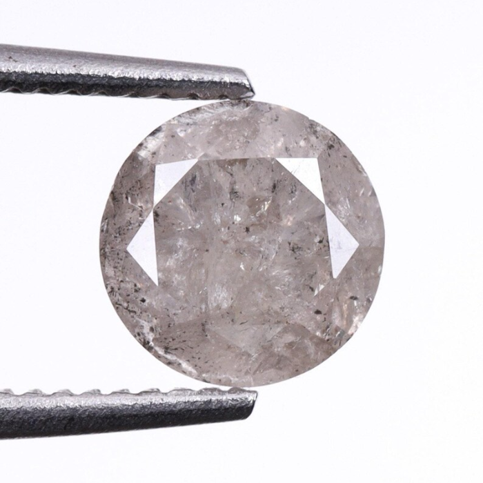 0.51 CT,4.8 MM, Natural Loose Diamond, Salt And Pepper Diamond, Round Briliiant Cut Diamond - Minimal Carbon