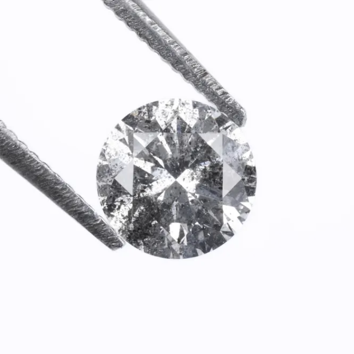 0.55 CT, 5.2 MM, Natural Loose Diamond, Salt And Pepper Diamond, Round Brilliant Cut Diamond - Minimal Carbon