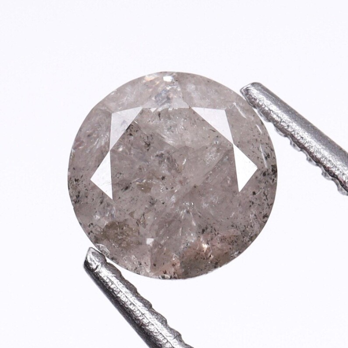 0.51 CT,4.8 MM, Natural Loose Diamond, Salt And Pepper Diamond, Round Briliiant Cut Diamond - Minimal Carbon