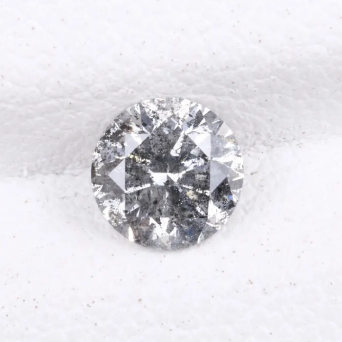 0.72 CT, 5.6 MM, Natural Loose Diamond, Salt And Pepper Diamond, Round Brilliant Cut Diamond - Minimal Carbon