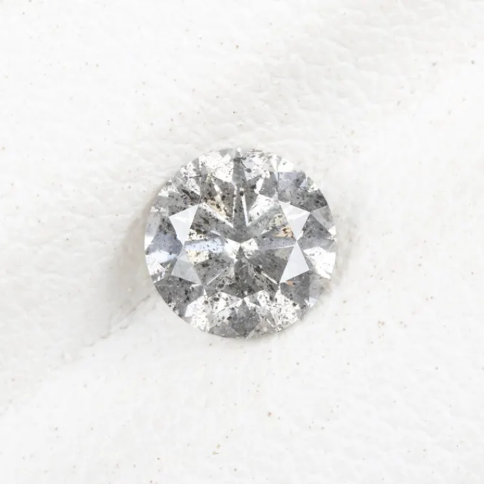 0.66 CT, 5.4 MM, Natural Loose Diamond, Salt And Pepper Diamond, Round Brilliant Cut Diamond - Minimal Carbon