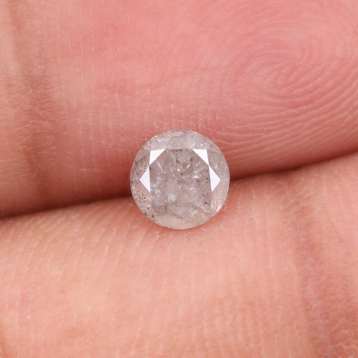 0.51 CT,4.8 MM, Natural Loose Diamond, Salt And Pepper Diamond, Round Briliiant Cut Diamond - Minimal Carbon