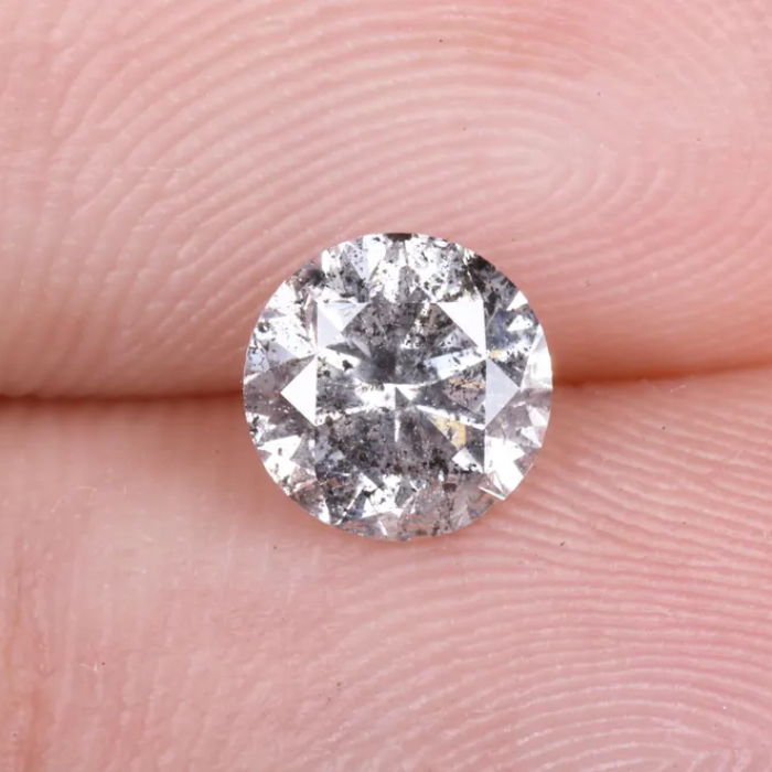 0.72 CT, 5.6 MM, Natural Loose Diamond, Salt And Pepper Diamond, Round Brilliant Cut Diamond - Minimal Carbon