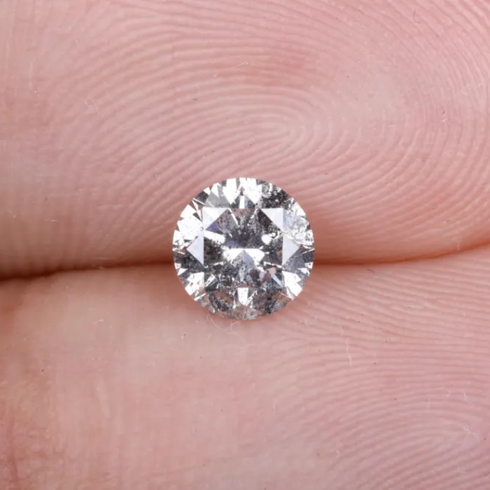 0.55 CT, 5.2 MM, Natural Loose Diamond, Salt And Pepper Diamond, Round Brilliant Cut Diamond - Minimal Carbon