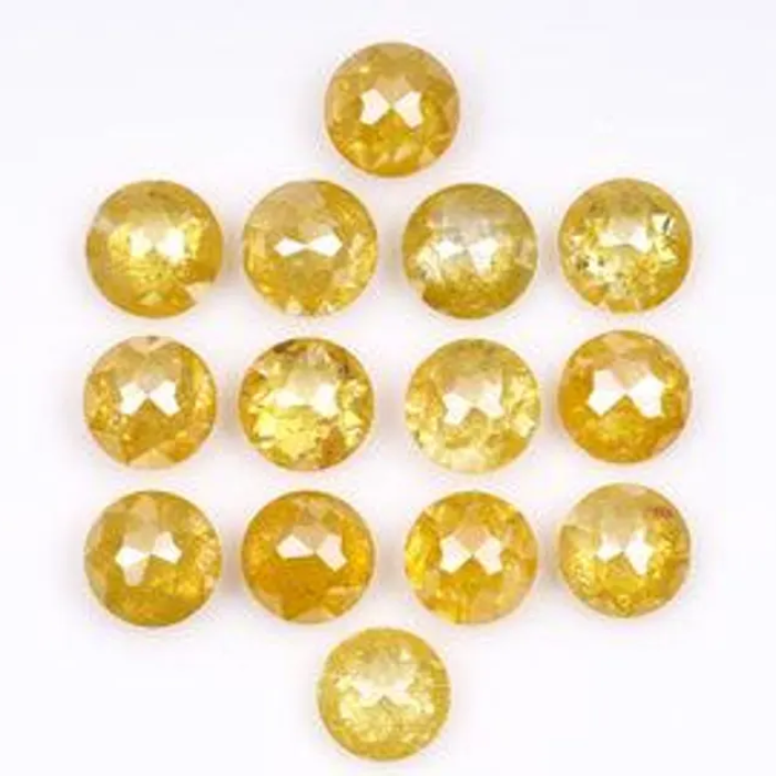 Natural Loose Round Rose Cut Yellow Diamond - Minimal Carbon