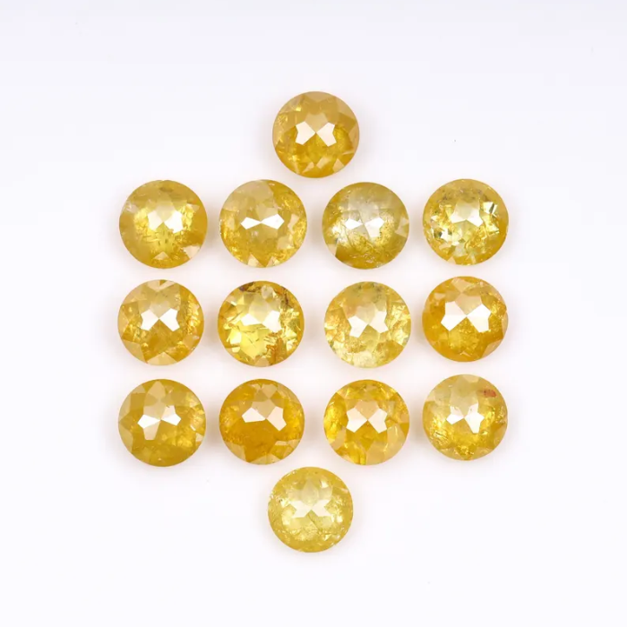Natural Loose Round Rose Cut Yellow Diamond - Minimal Carbon