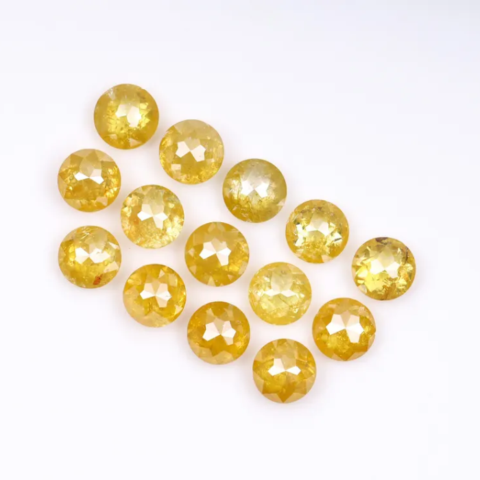 Natural Loose Round Rose Cut Yellow Diamond - Minimal Carbon