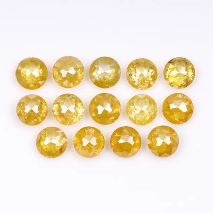 Natural Loose Round Rose Cut Yellow Diamond - Minimal Carbon