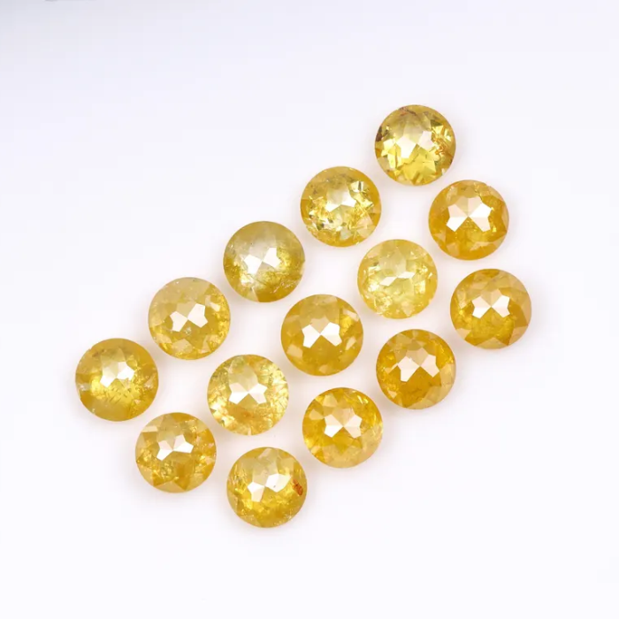 Natural Loose Round Rose Cut Yellow Diamond - Minimal Carbon