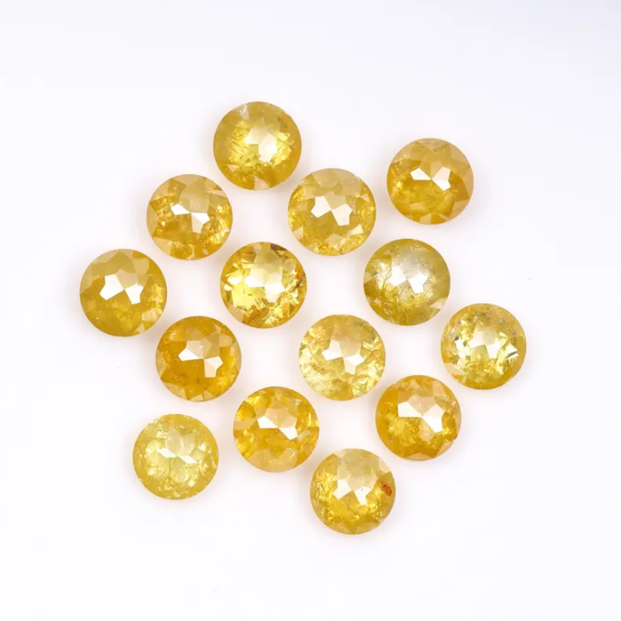 Natural Loose Round Rose Cut Yellow Diamond - Minimal Carbon