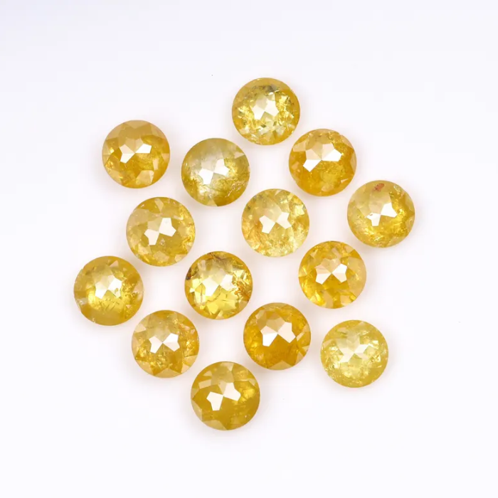 Natural Loose Round Rose Cut Yellow Diamond - Minimal Carbon