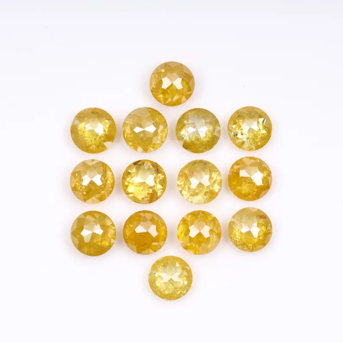 Natural Loose Round Rose Cut Yellow Diamond - Minimal Carbon
