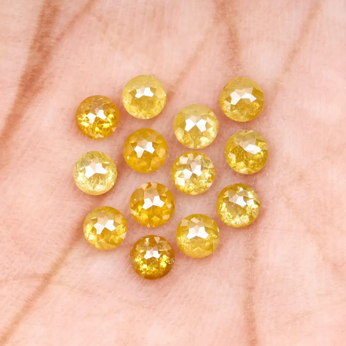 Natural Loose Round Rose Cut Yellow Earth Mined Diamond - Minimal Carbon
